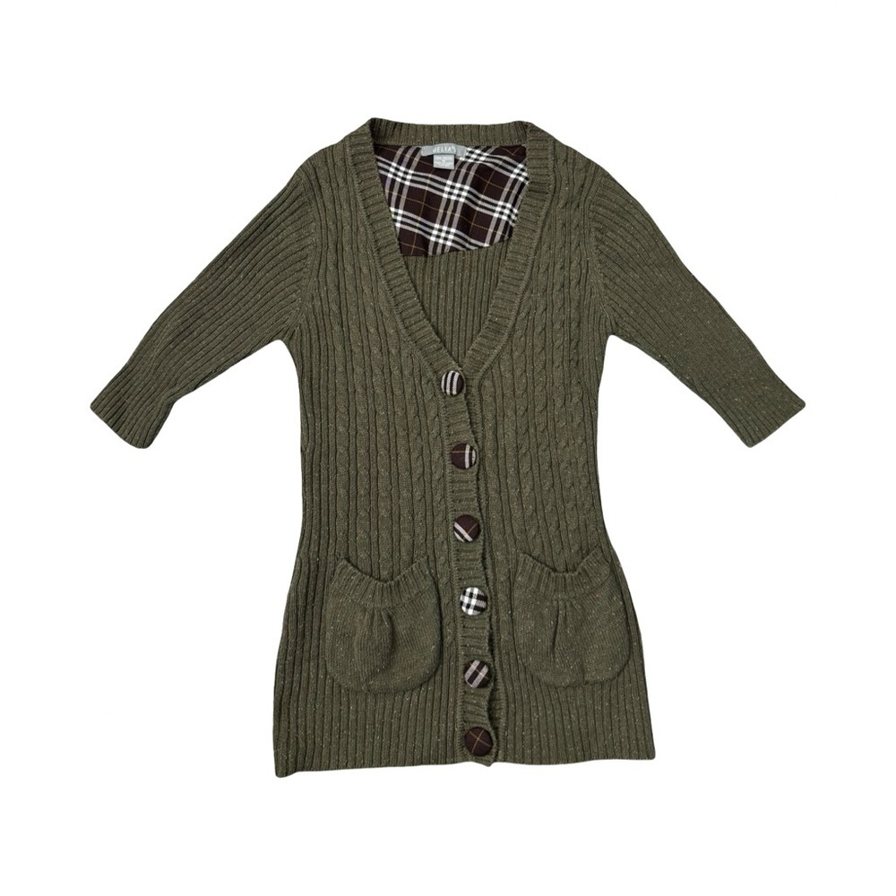 Vintage Delia’s Dark Academia Cardigan Sweater Medium 2000s Covered Plaid Button - Picture 2 of 10